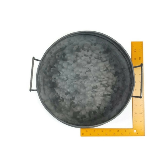 Farmhouse Galvanized Metal Storage Trays Buckets With Handles Set-2 Piece - Picture 6 of 8